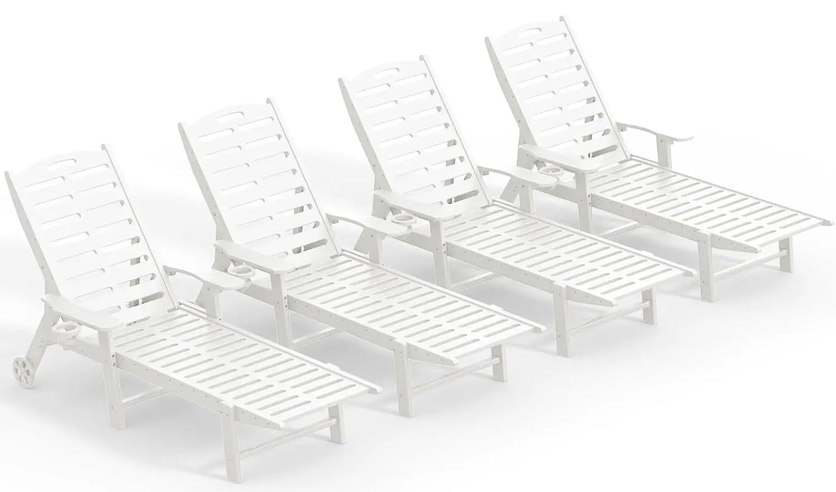 Heavy Duty Adjustable HDPE Sun Lounger Chairs With Wheels