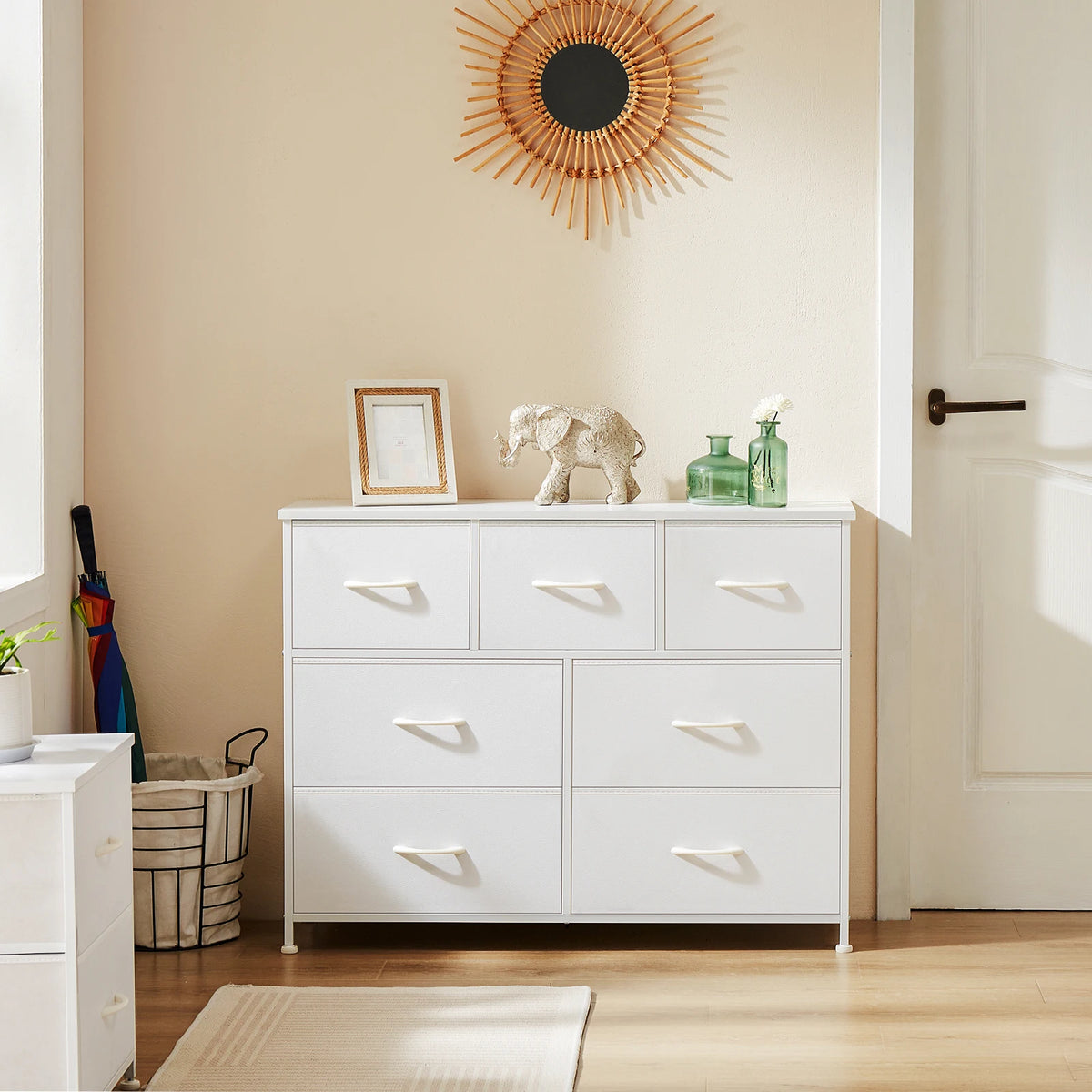 JHK Modern Bedroom Wardrobe With Fabric Drawers For Organized Storage