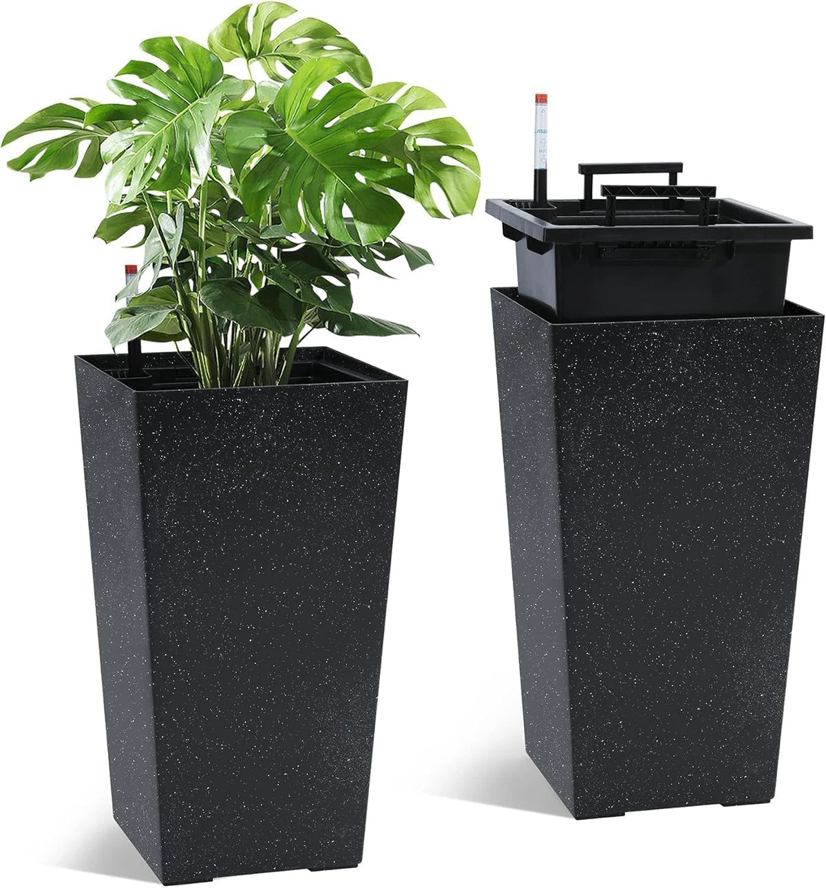 Twister Rectangular Planters With Drainage And Water Level Monitor