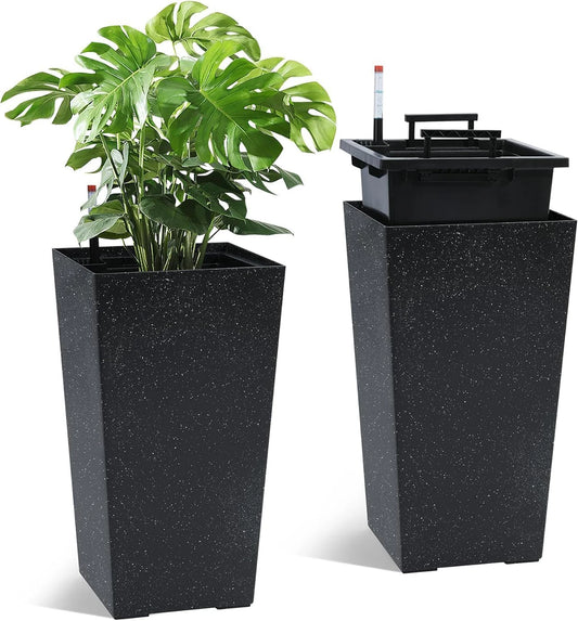 Twister Rectangular Planters With Drainage And Water Level Monitor