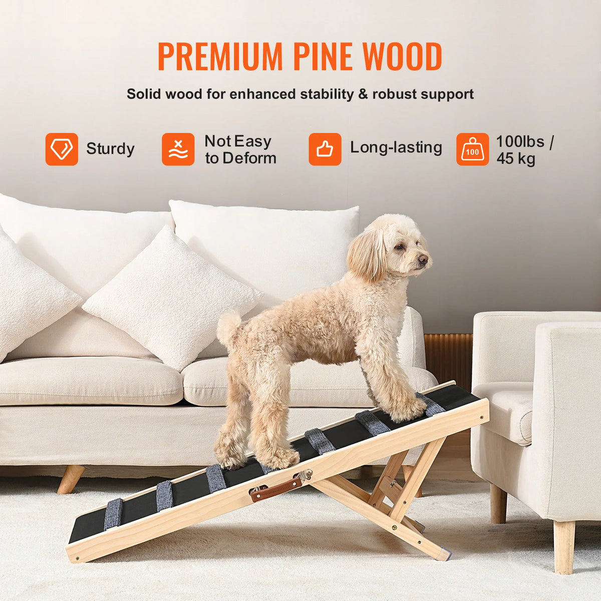 SucceBuy Adjustable Folding Dog Ramp With Non Slip Steps