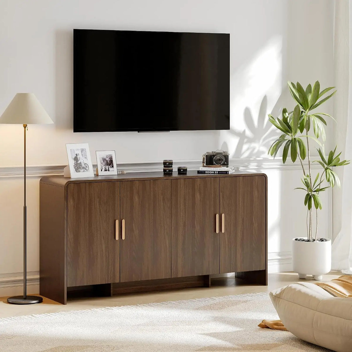 ONBRILL Mid-Century Sideboard Cabinet With Adjustable Shelves Storage