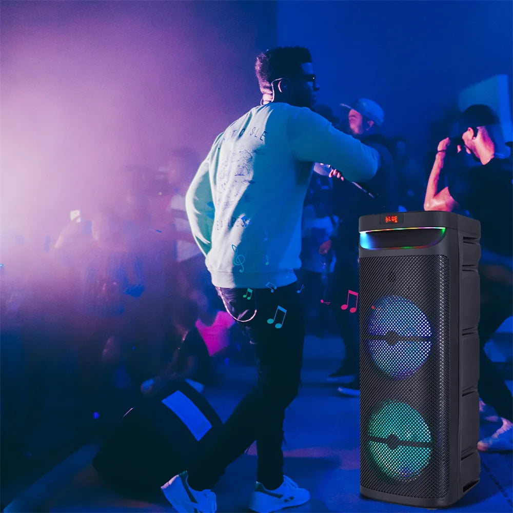 CURUK 3000W Dual Portable Bluetooth Party Speaker Subwoofer LED Light