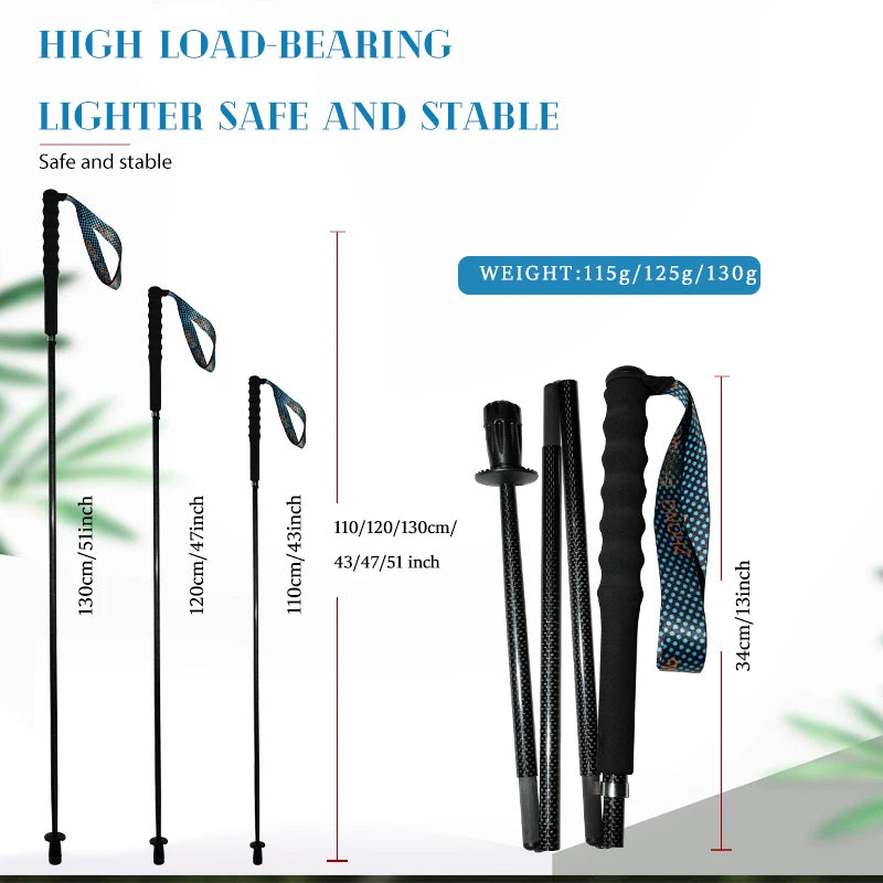 OKHEALING T800 Carbon Fiber Walking Poles Telescopic Trekking Sticks