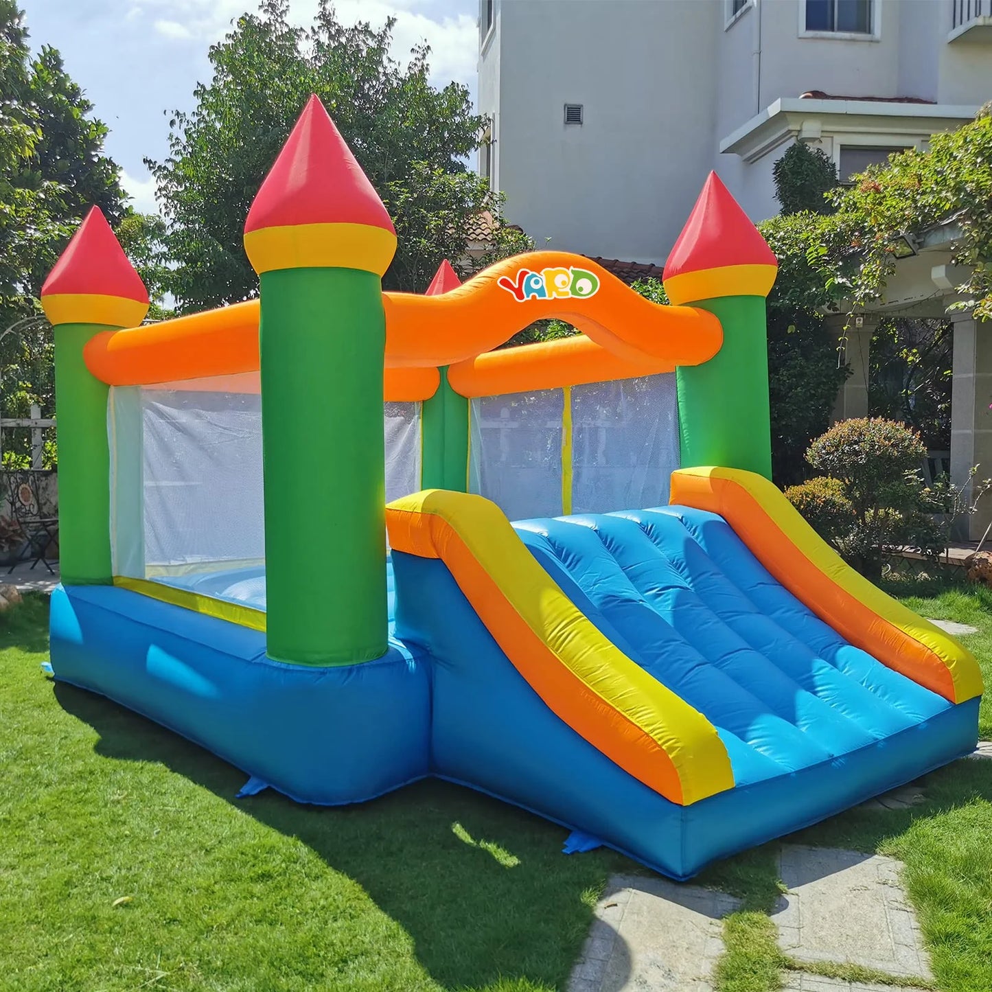 Yard Inflatable Bounce House With Slide For Kids Outdoors