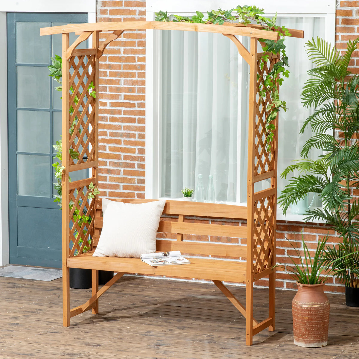 Outsunny Outdoor Patio Garden Bench for Climbing Plants