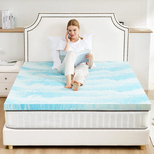 JHK Gel Memory Foam Mattress Topper Soft Breathable Cooling