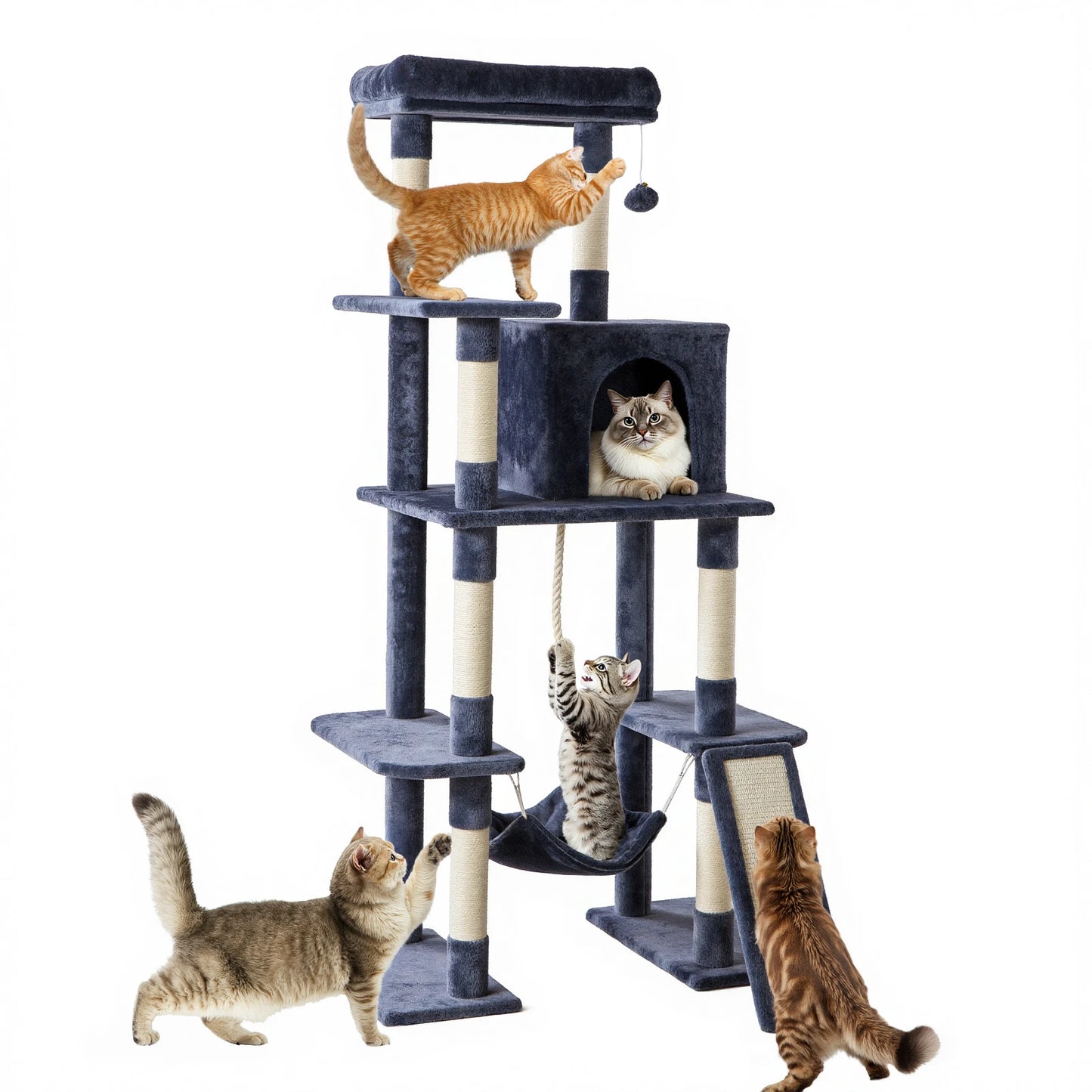 JHK Multi Level Cat Tree For Indoor Cats Scratching Posts