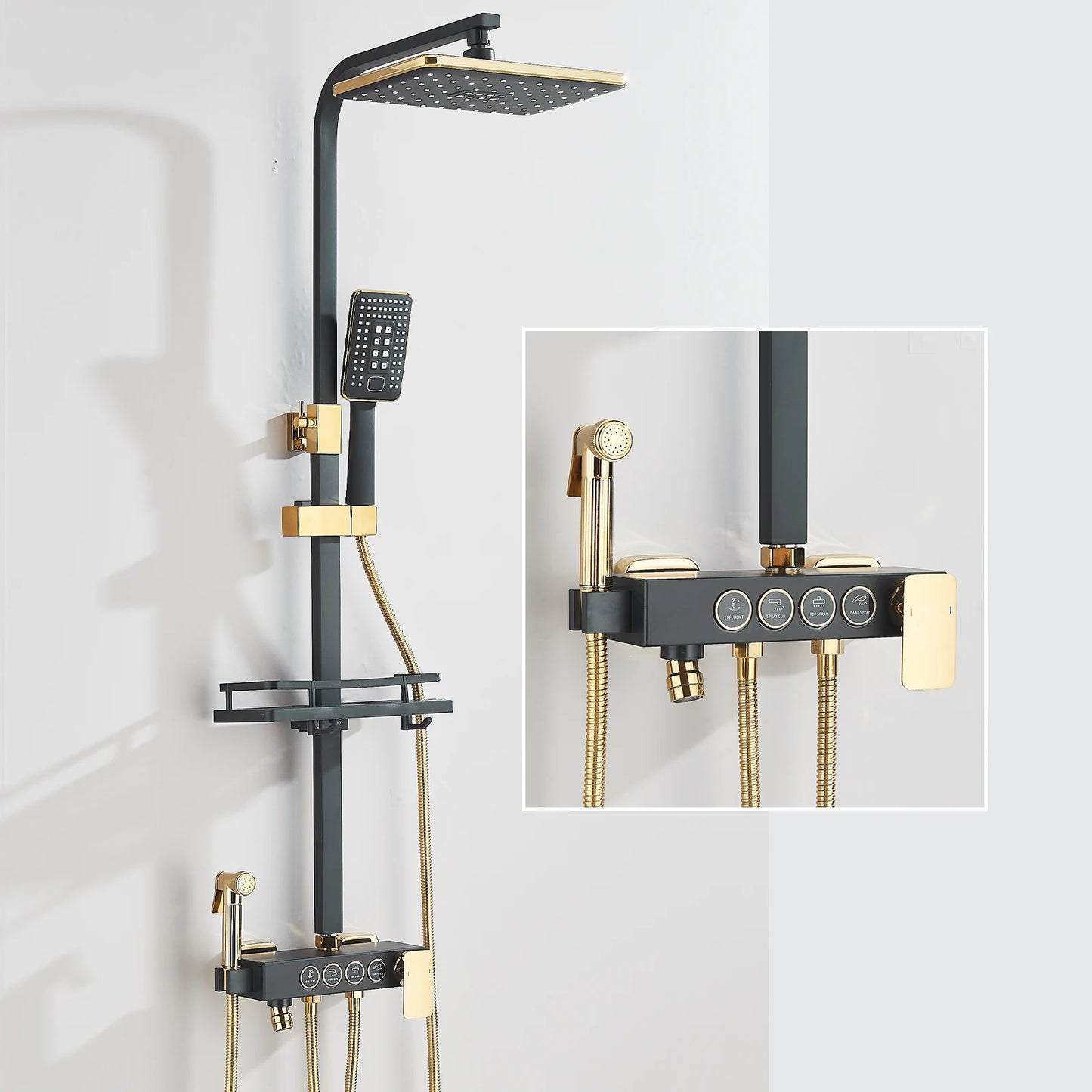 Fmhjfisd Rainfall Shower Faucet Set Brass 4Way Liftable Shower