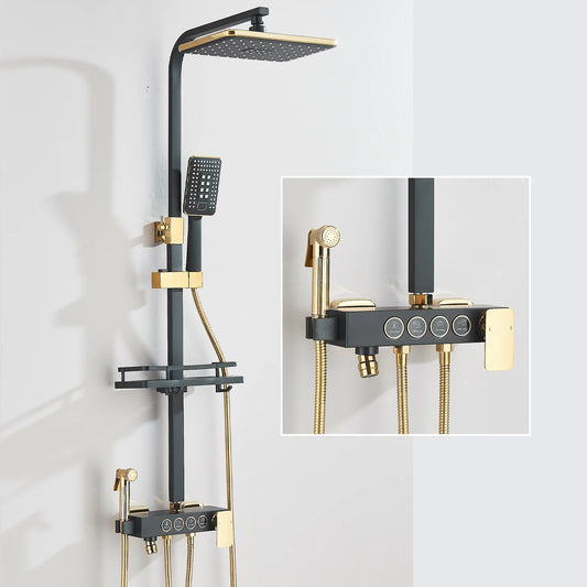 Fmhjfisd Rainfall Shower Faucet Set Brass 4Way Liftable Shower