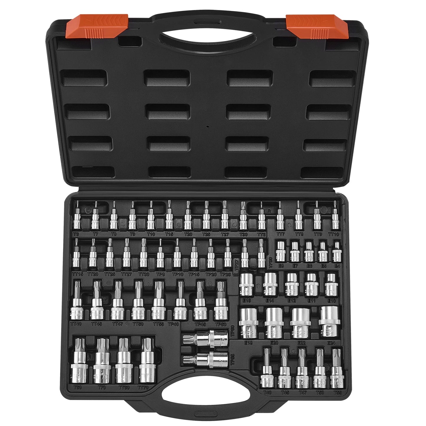 SucceBuy 60-Piece Torx Bit Socket Set T6-T70 And E4-E24