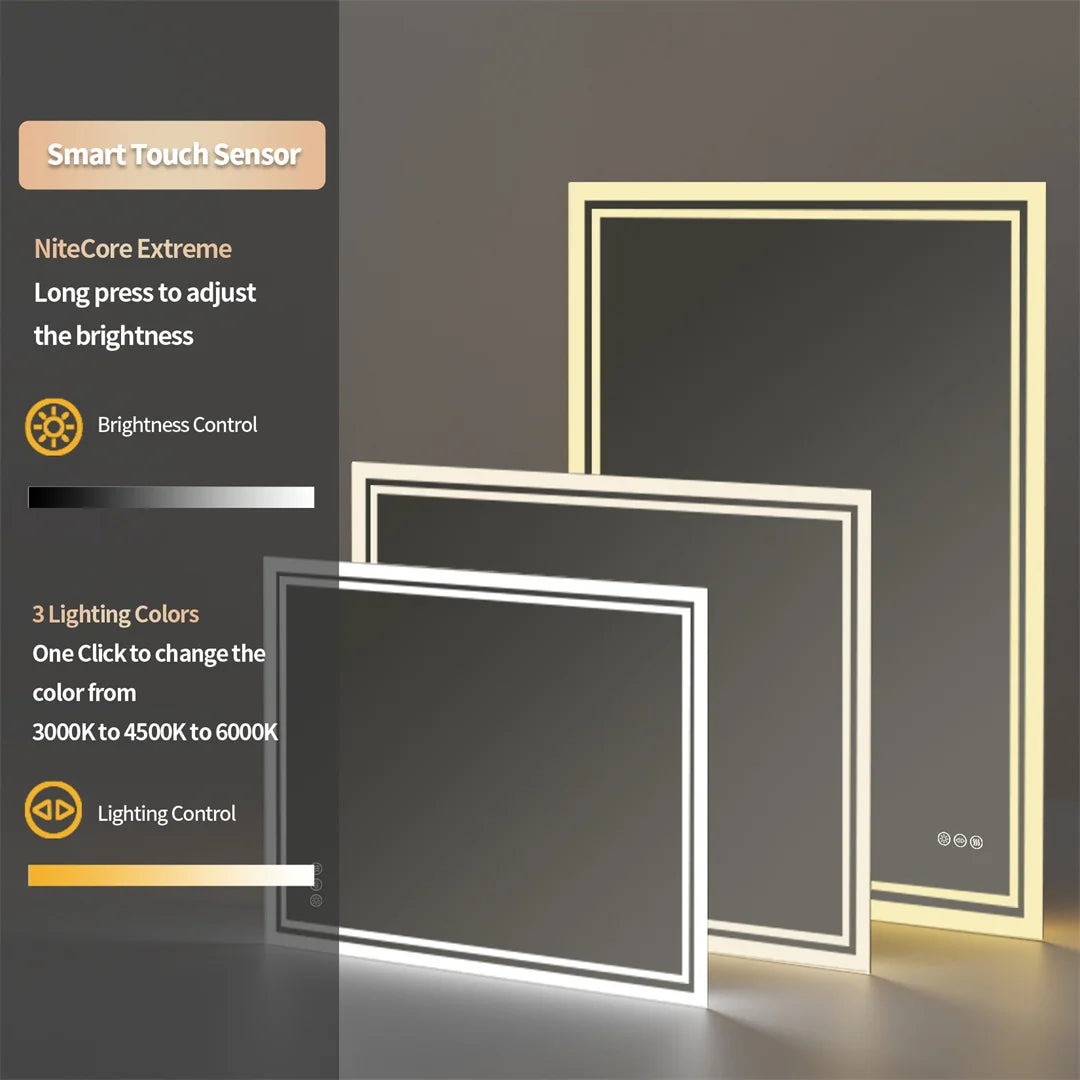 LUVODI Illuminate LED Backlit Frameless Defog Dimmable Mirror