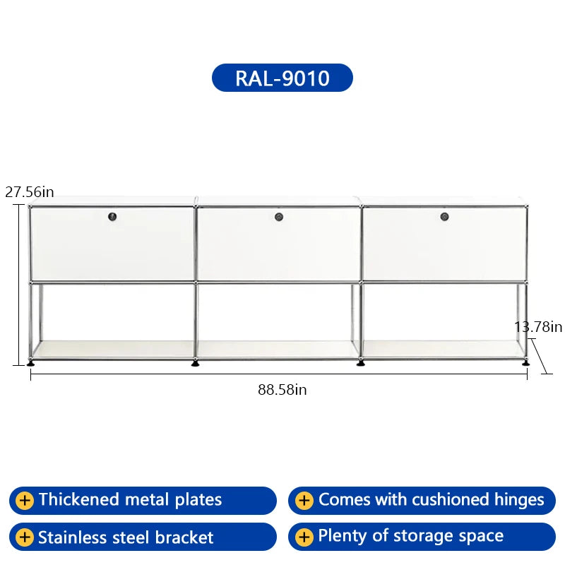 Bigcityfur Modern Stainless Steel TV Stand With Corner Cabinet