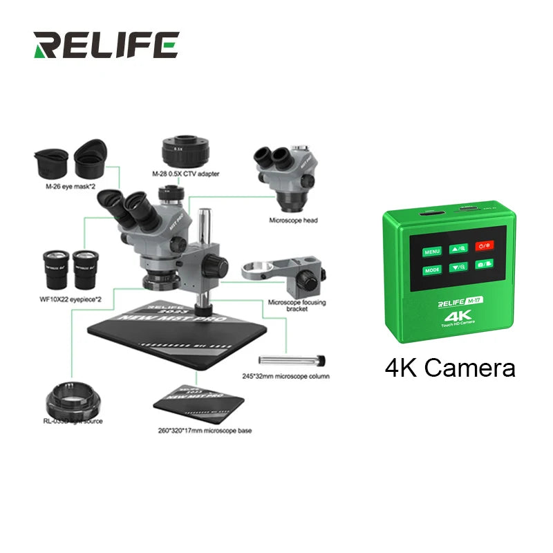 Relife RL-M5T Pro Trinocular HD Microscope With 4K Camera