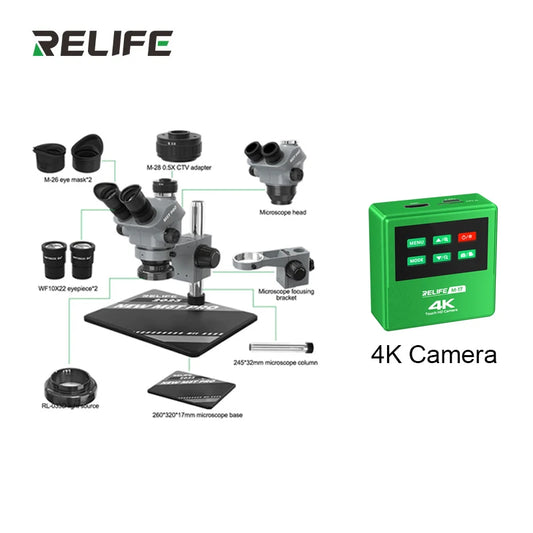 Relife RL-M5T Pro Trinocular HD Microscope With 4K Camera