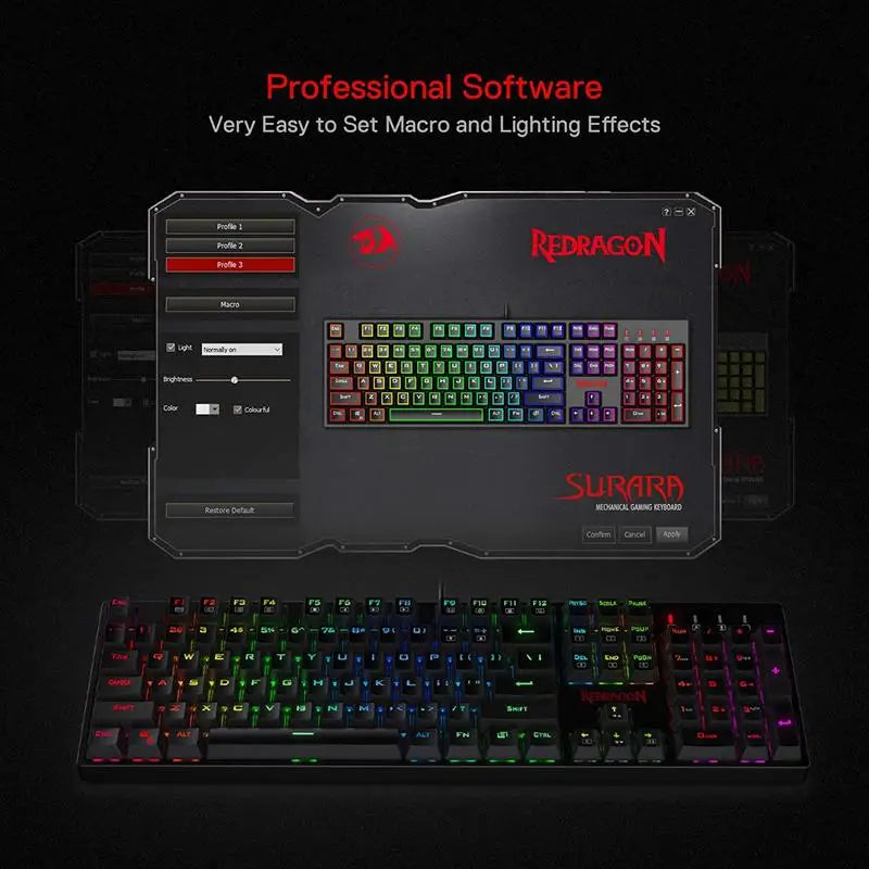 Redragon K582 Surara RGB LED Mechanical Gaming Keyboard Red Switches
