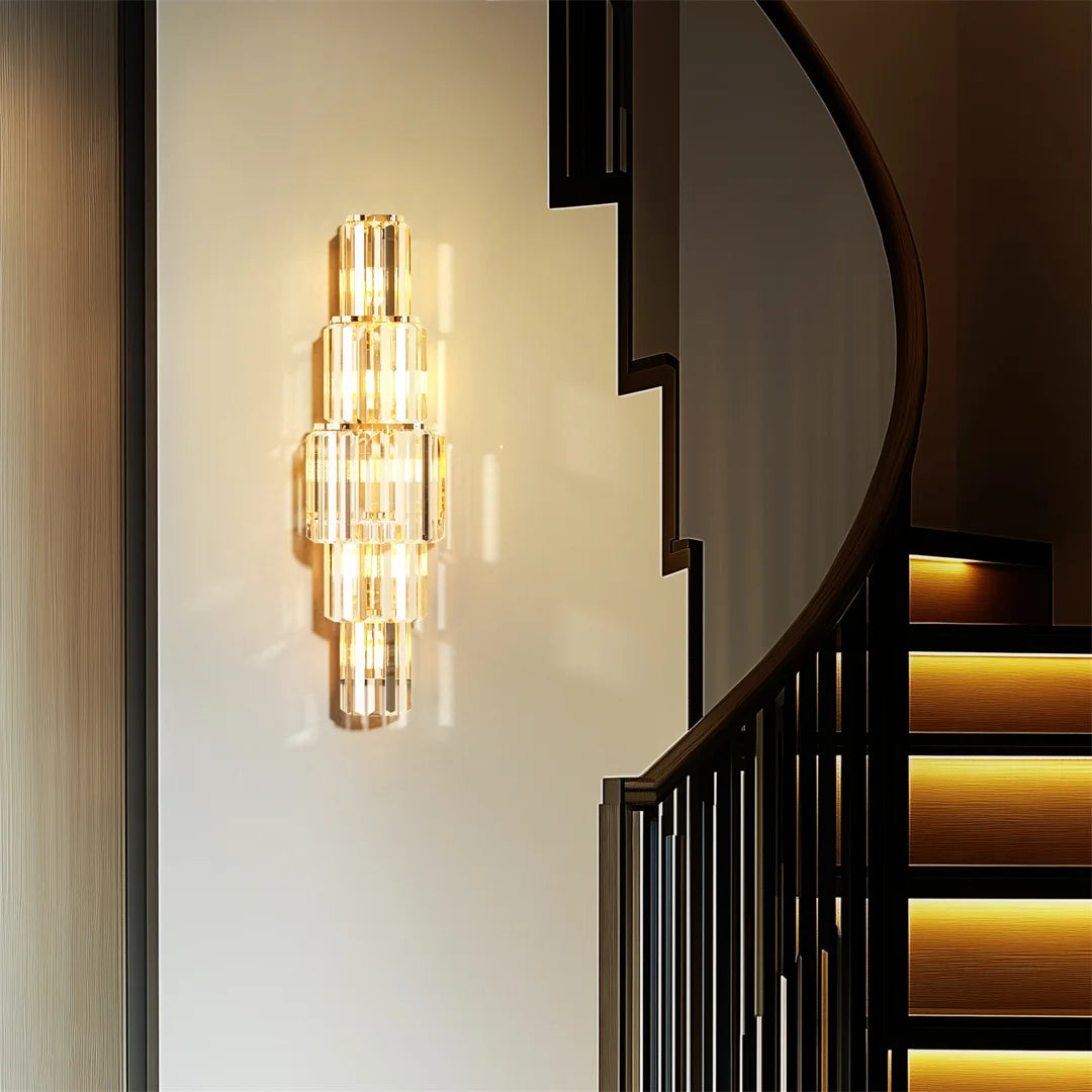 Crystal Wall Lamp Three Layer Sconce With E14 LED Lights