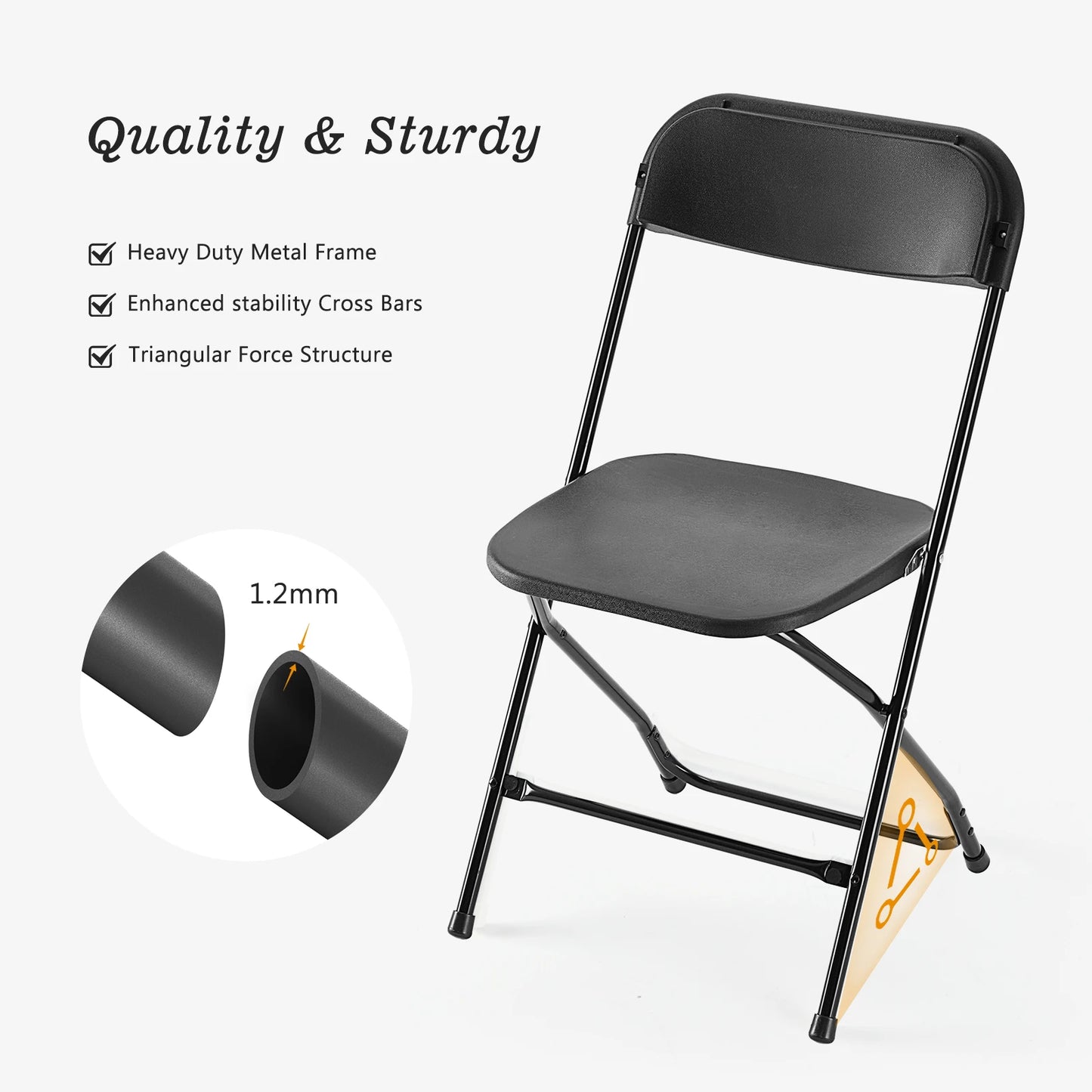 JHK Plastic Folding Chair 4/6 Pack 330 Lb Load Capacity