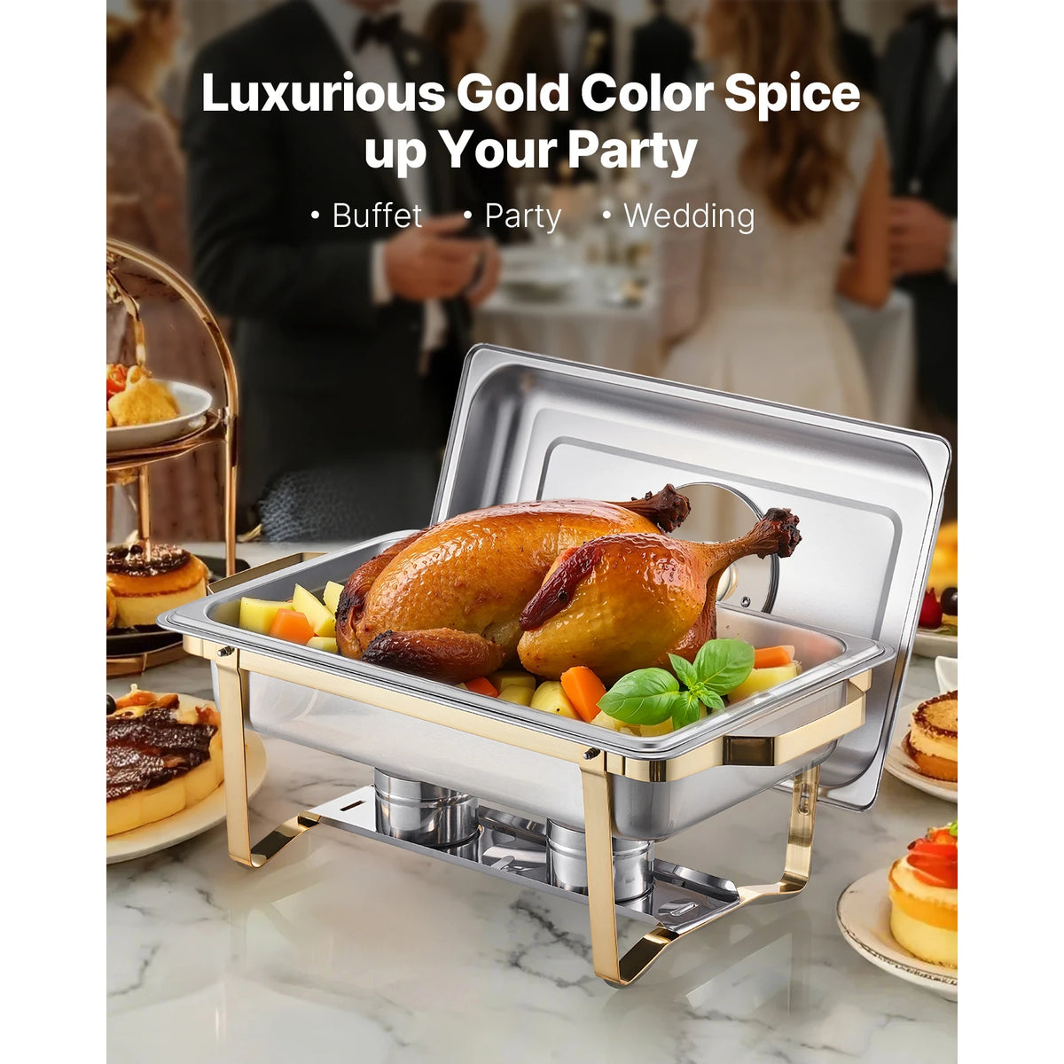 SucceBuy Stainless Steel Chafing Dish Buffet Set With Catering Pans