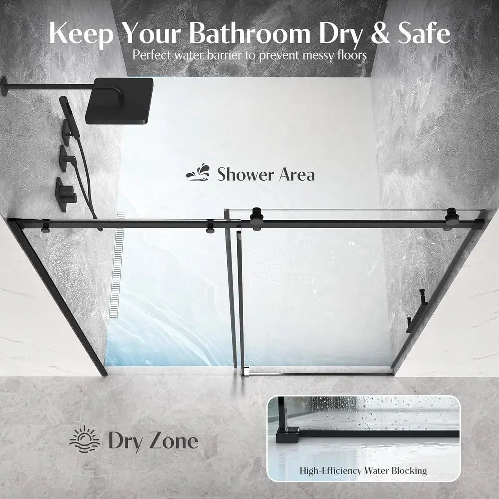 Reversible Single Panel Sliding Shower Door With Tempered Glass