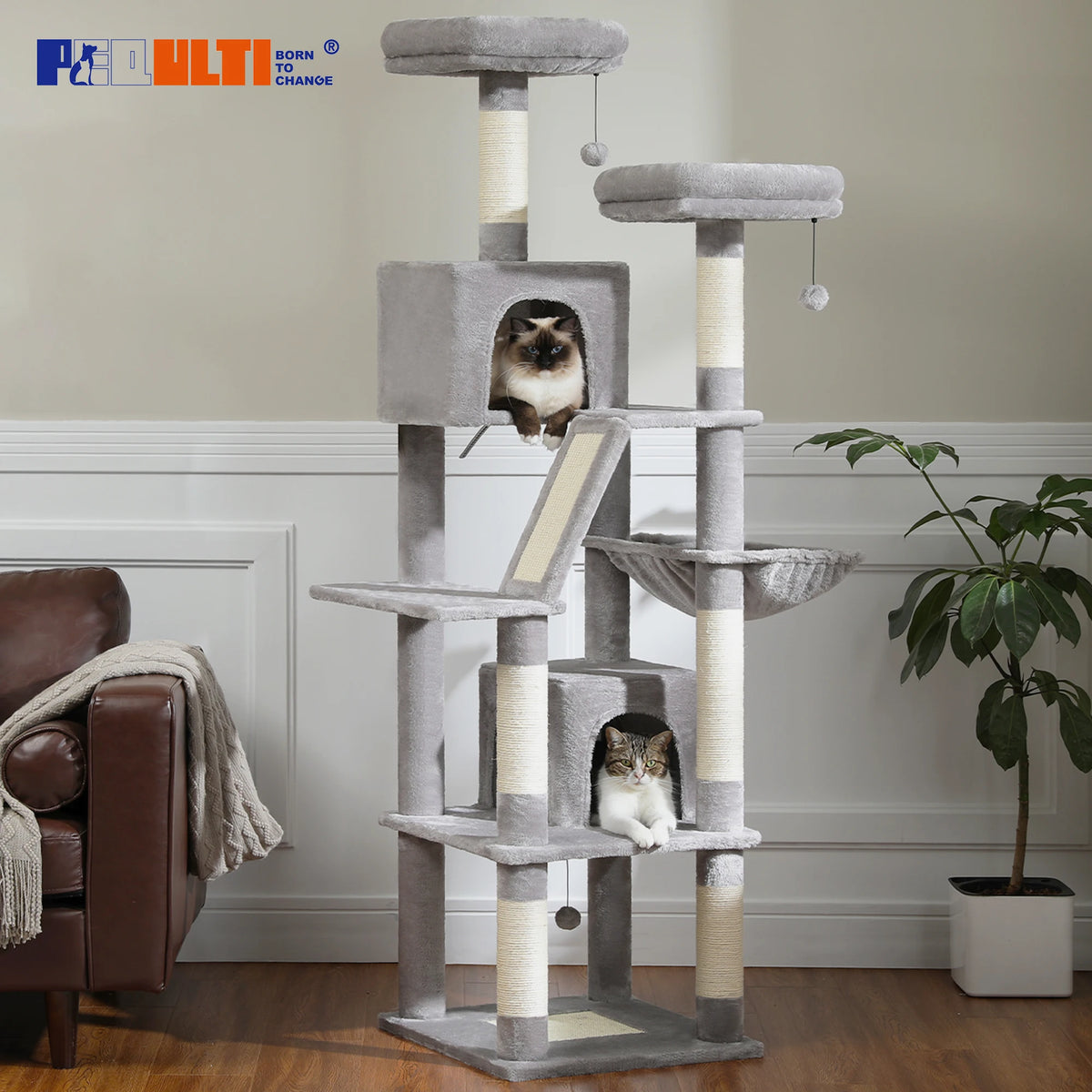 Pawz Road Multi Level Plush Cat Tree With Scratching Posts And Perches