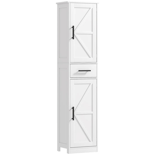 Homcom Narrow Bathroom Storage Cabinet With Barn Doors