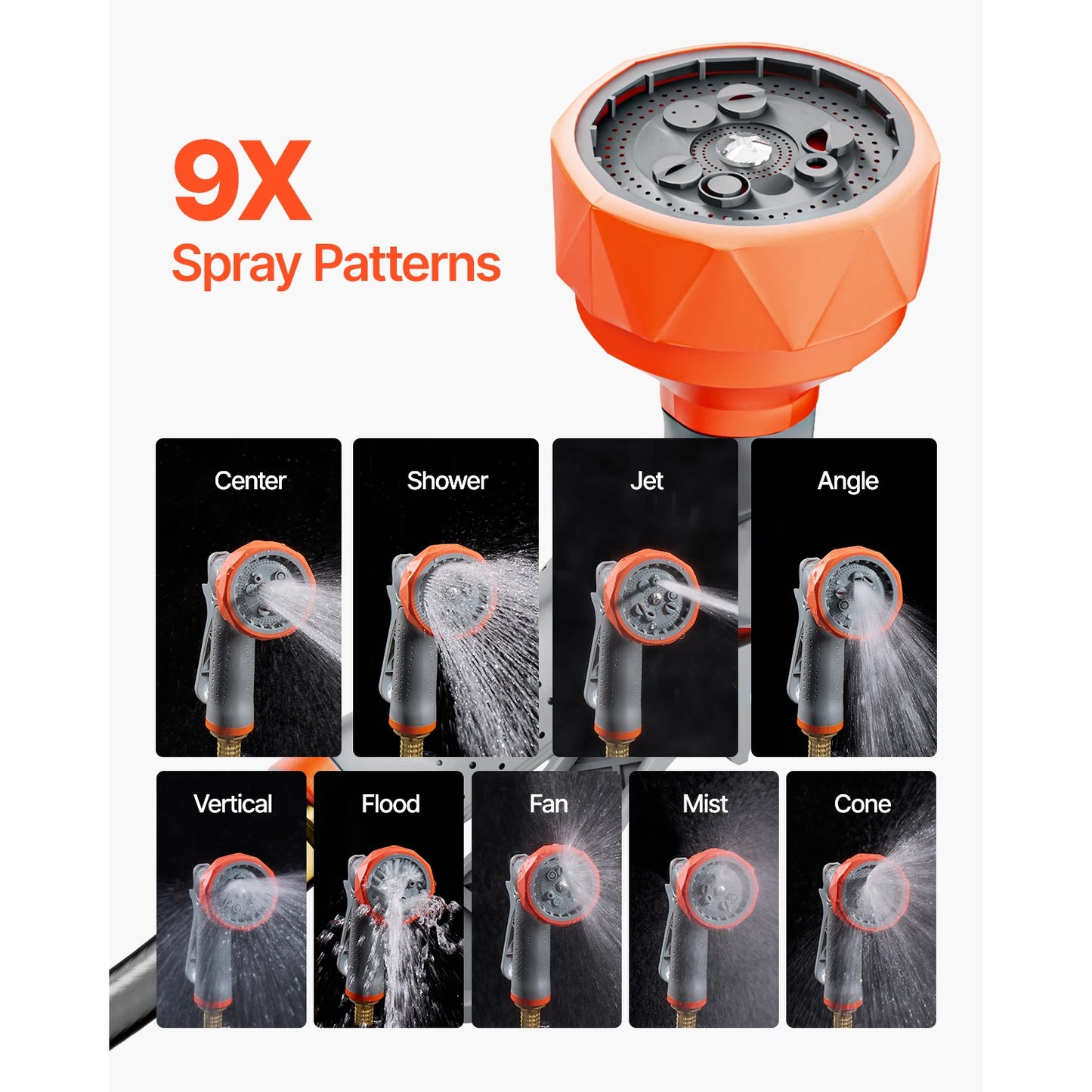 SucceBuy Retractable Garden Hose Reel With 9-Pattern Nozzle, Wall Mounted