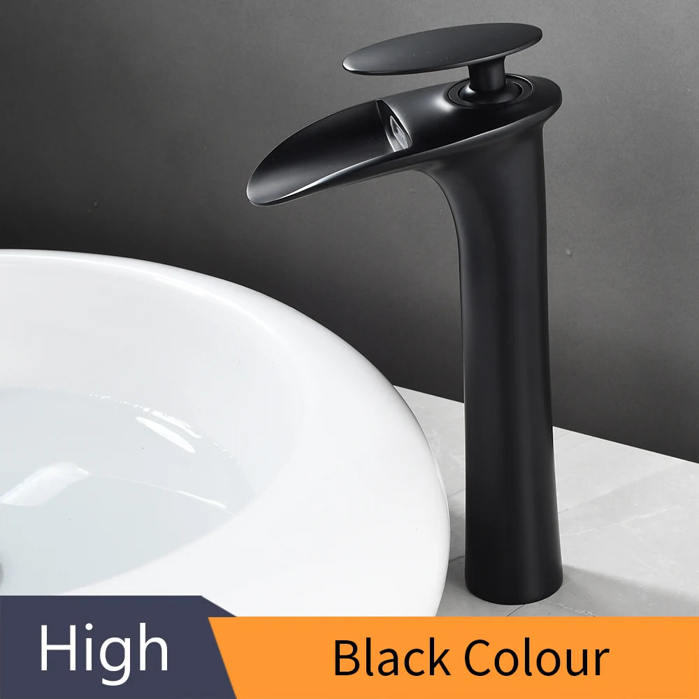White Bathroom Basin Faucet Waterfall Lever Single Hole Mixer Tap
