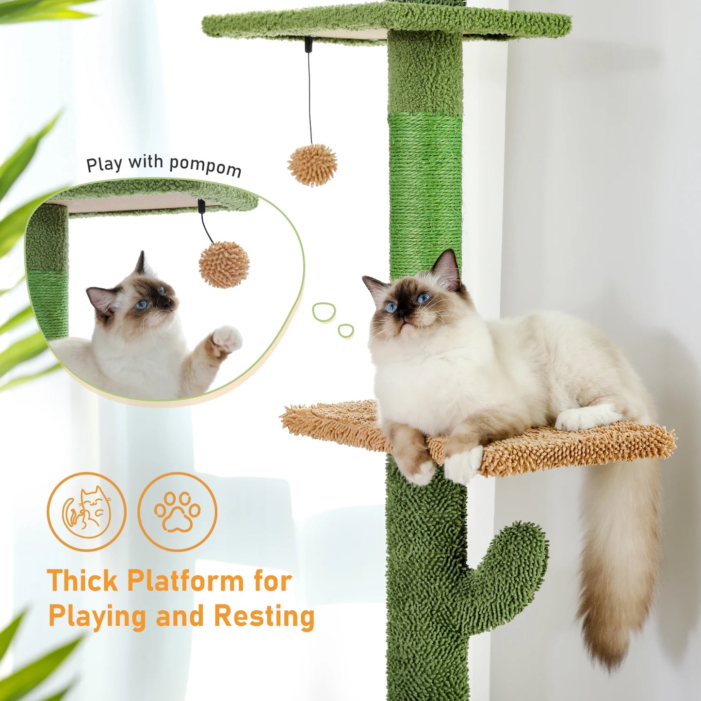 PAWZ Road 5-Tier Floor-To-Ceiling Cat Tree With Hammock