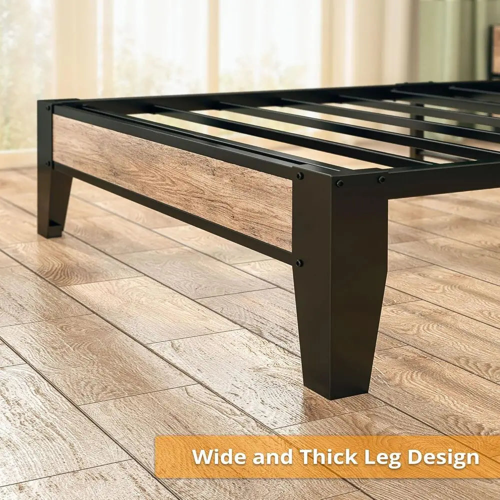 LIKIMIO Twin Bed Frame with Storage Headboard and USB Charging