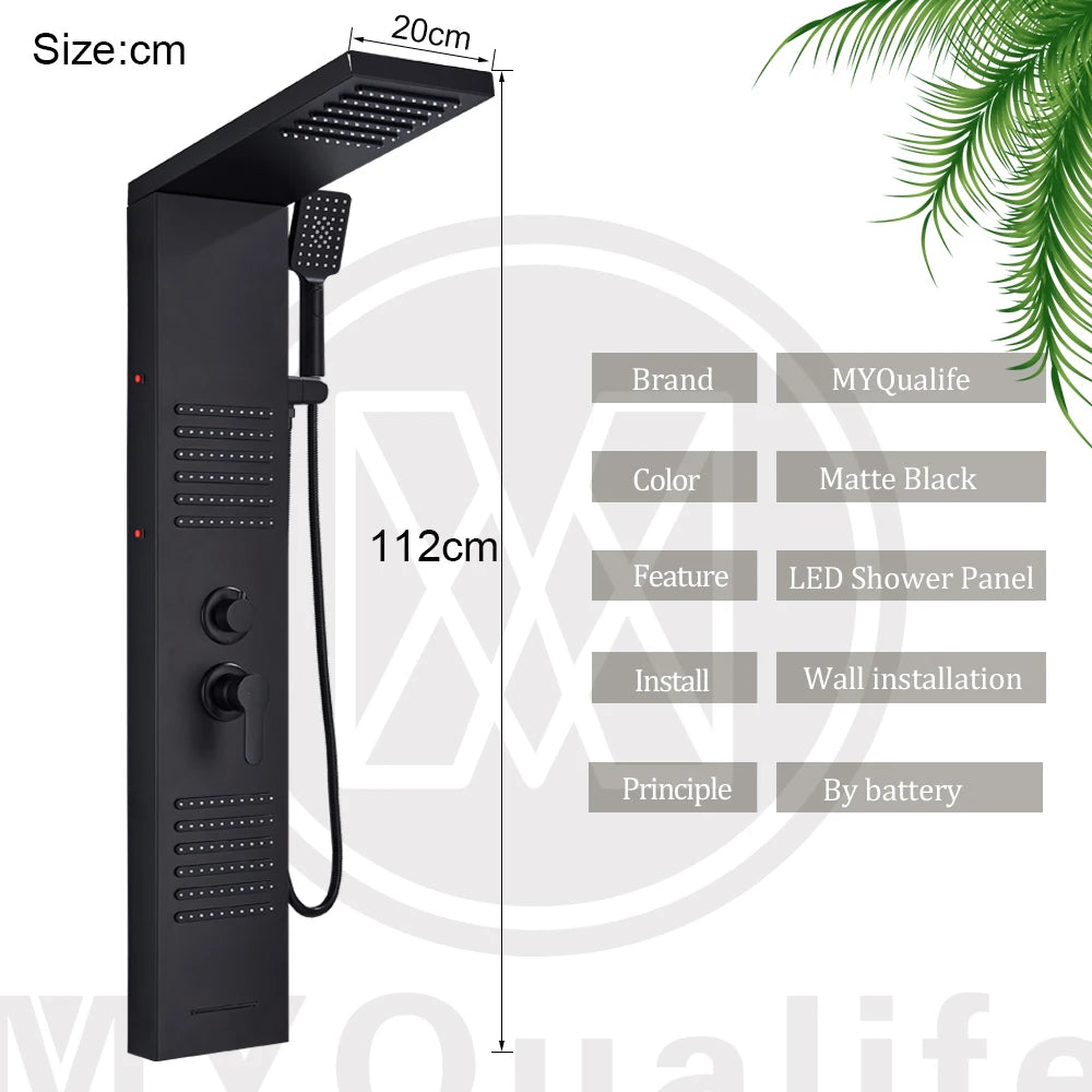 MYQualife LED Shower Panel With Waterfall Massage Jets