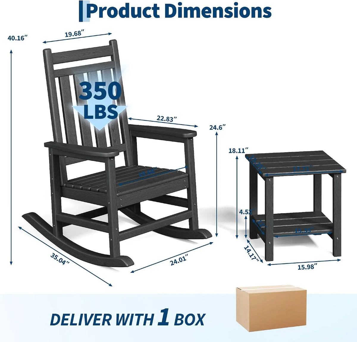Garvee Multifunctional Rocking Chair With Side Table For Patio