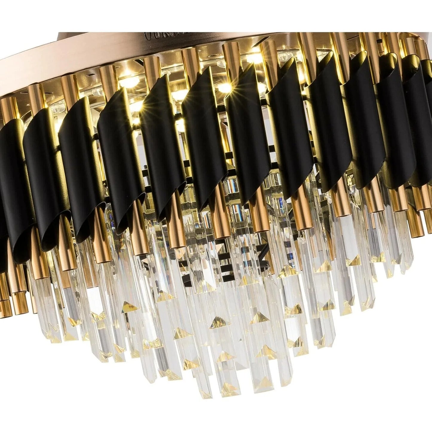 Crystal Ceiling Fan With LED Light And Retractable Blades Remote