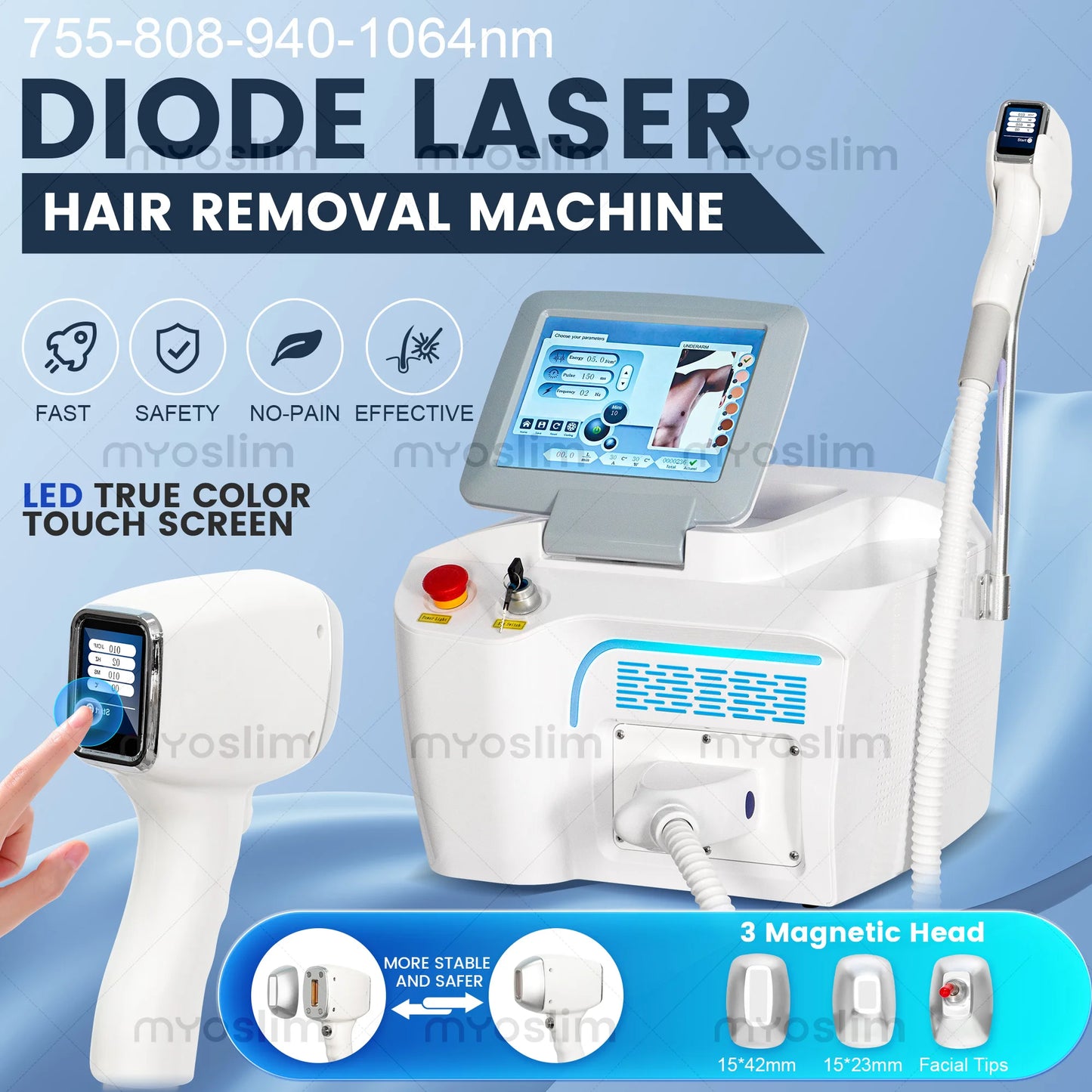 Myoslim FAC 4 Wavelength Hair Removal Device Ice Cooling