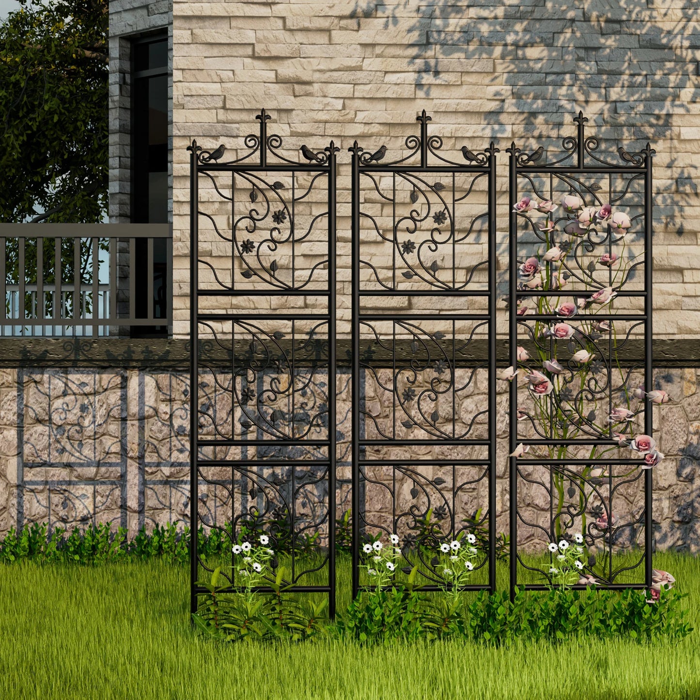 Garden Trellis Fence Panel Outdoor Metal Lattice For Climbing Plants