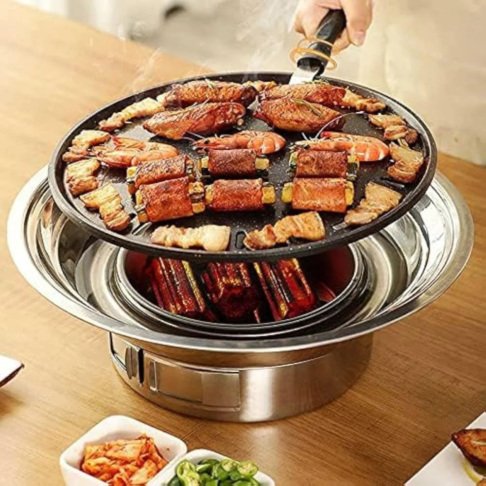 NBVCX Non-stick Stainless Steel Korean BBQ Grill Portable Charcoal Stove
