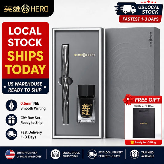 Hero E505A Fountain Pen Gift Set Featuring Elegant Metal Design