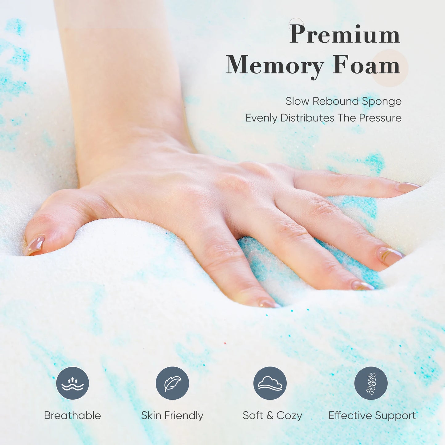 JHK Gel Memory Foam Mattress Topper Soft Breathable Cooling
