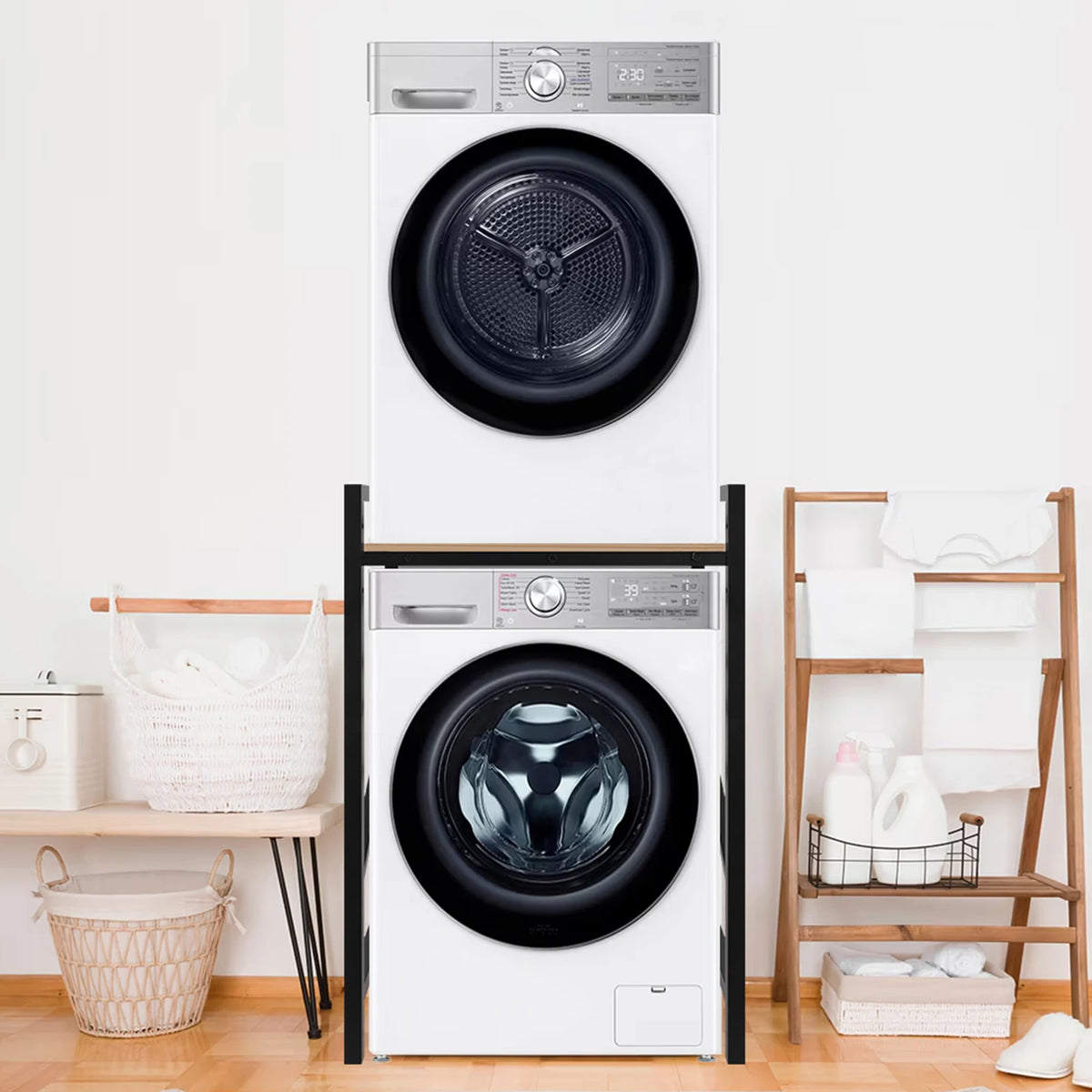 Heavy Duty Metal Double Tier Washer And Dryer Storage Stand