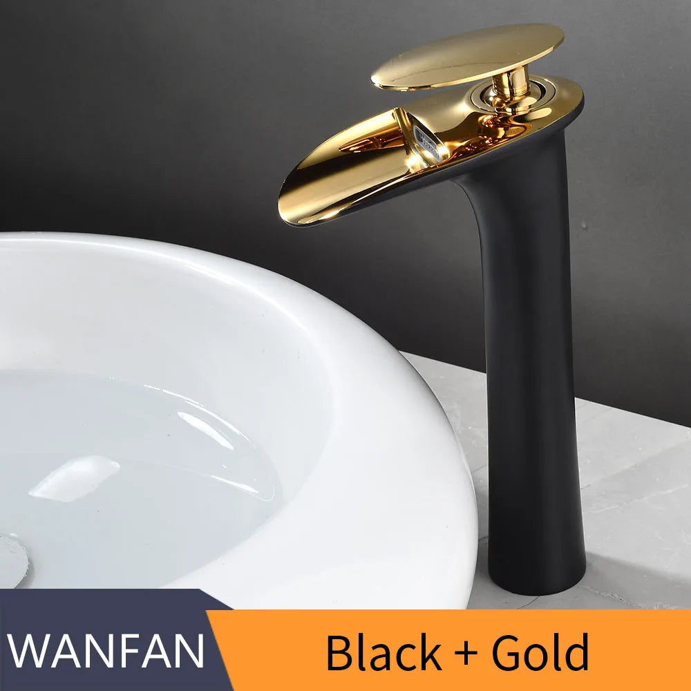 White Bathroom Basin Faucet Waterfall Lever Single Hole Mixer Tap