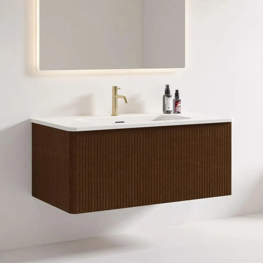 Custom Modern Floating Bathroom Vanity With Sink And Soft Close