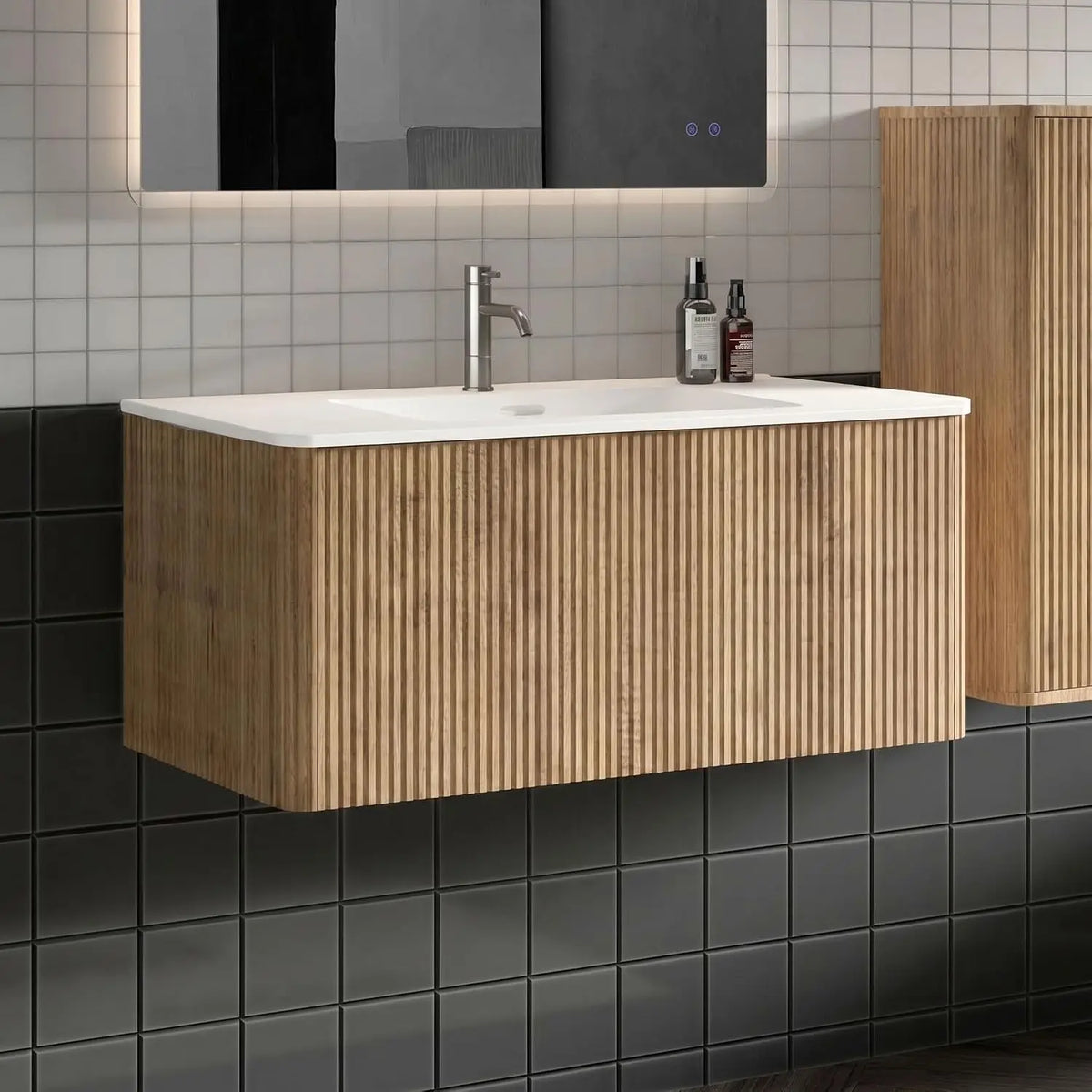 Custom Modern Floating Bathroom Vanity With Sink And Soft Close