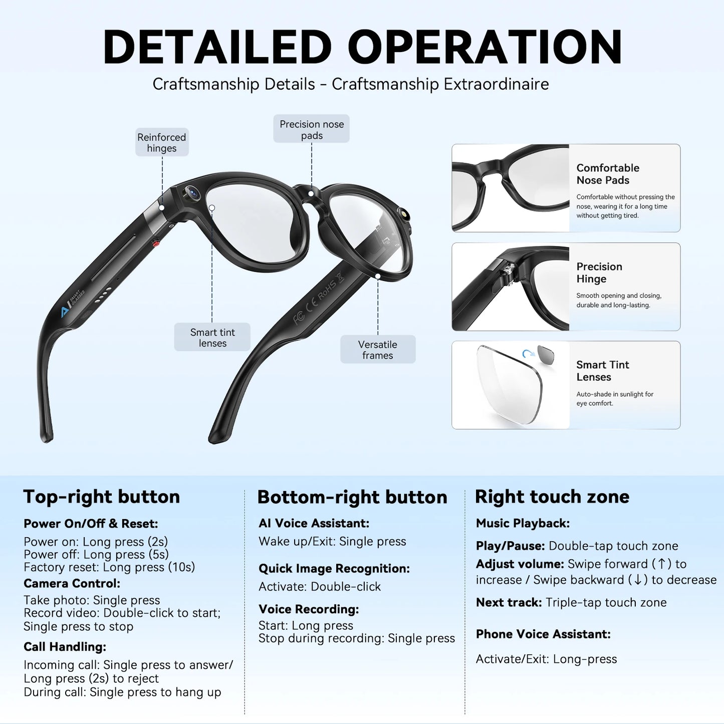 EIGIIS AI Smart Glasses With Bluetooth Calling And Translation Waterproof