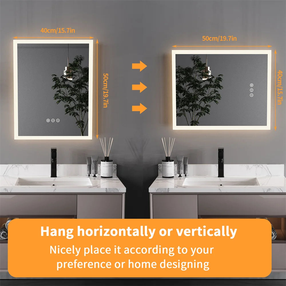 LUVODI Smart LED Bathroom Mirror With Touch Dimming And Defogging