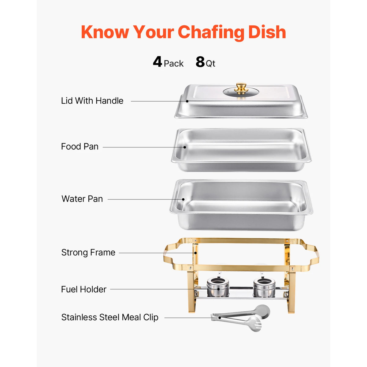 SucceBuy Stainless Steel Chafing Dish Buffet Set With Catering Pans