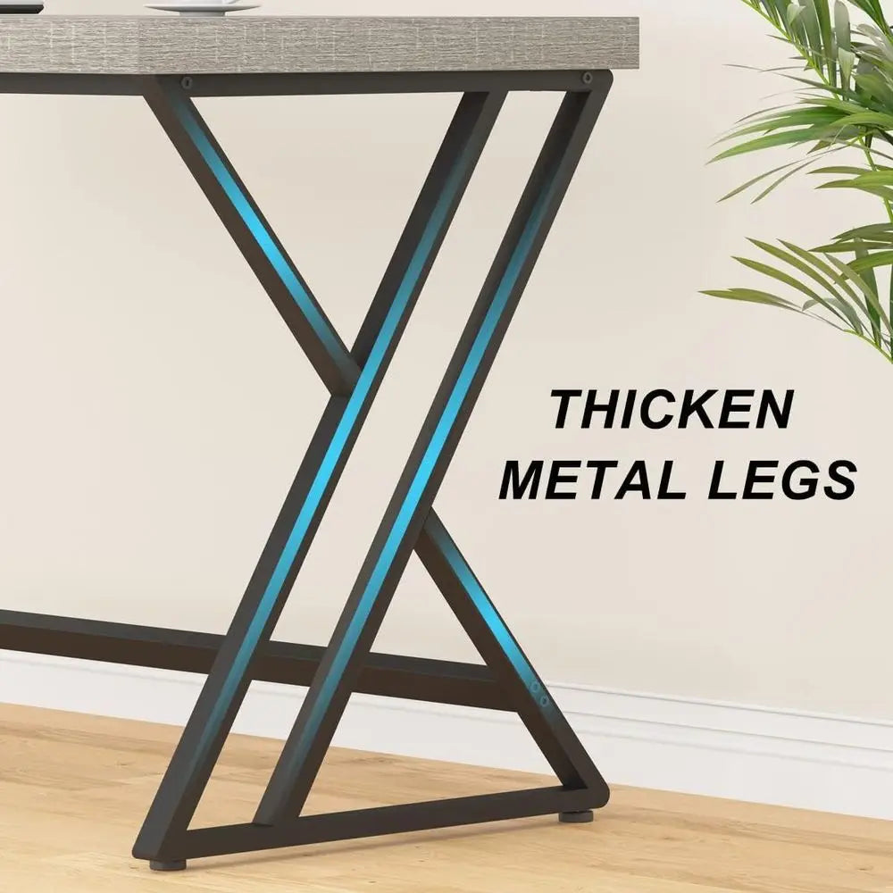 Industrial L Shaped Wood Metal Computer Desk For Home Office