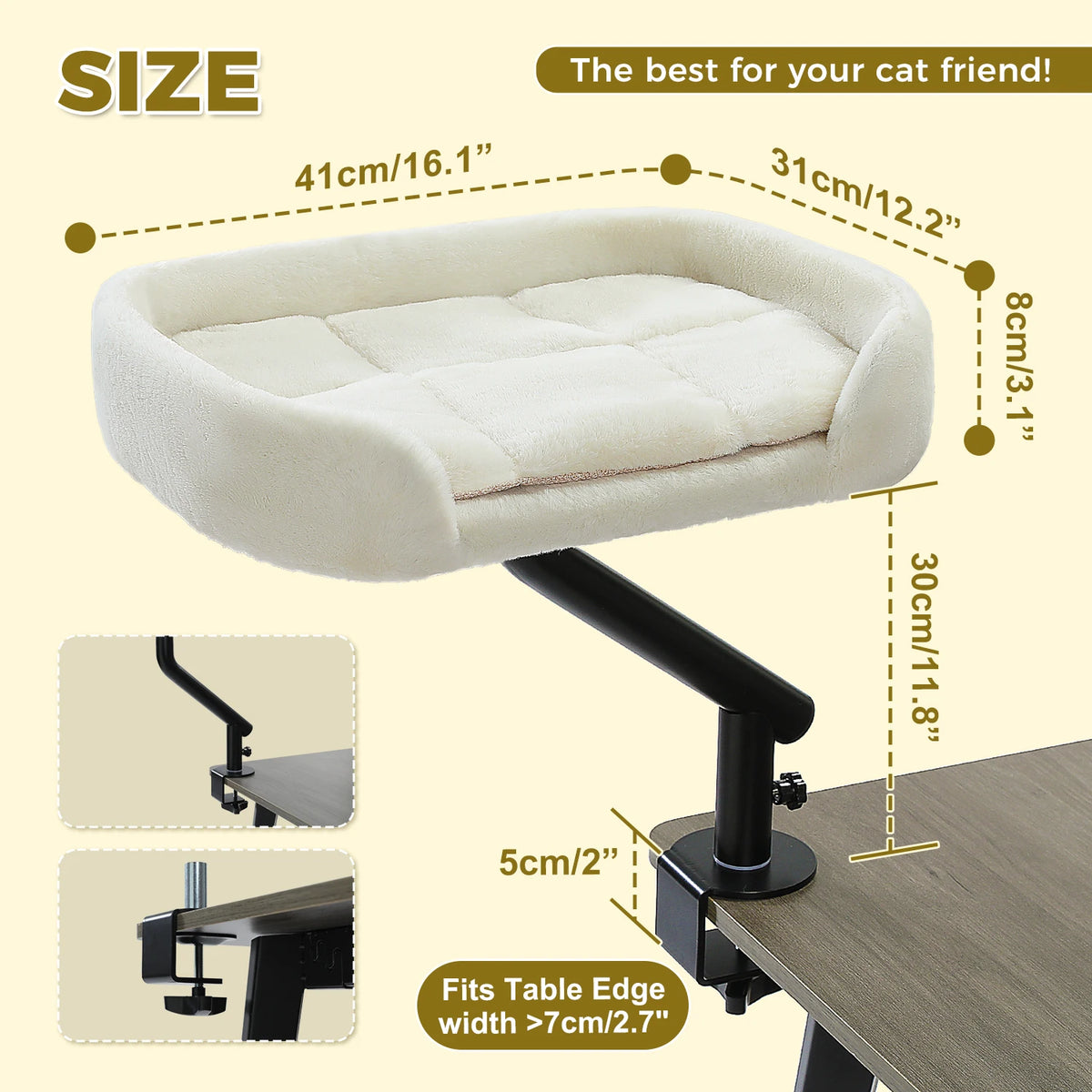 PAWZ Road Rotatable Cat Desk Bed with Adjustable Plush Hammock