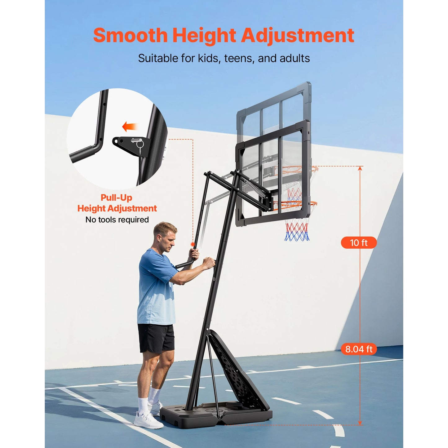 SucceBuy Portable Basketball Stand With Backboard For Outdoor Play