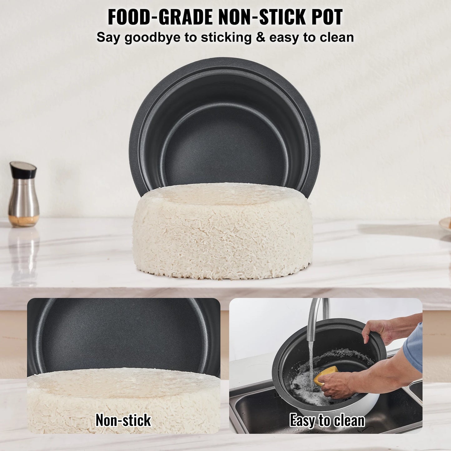 VEVOR Commercial Rice Cooker With Aluminum Nonstick Inner Pot Keep Warm