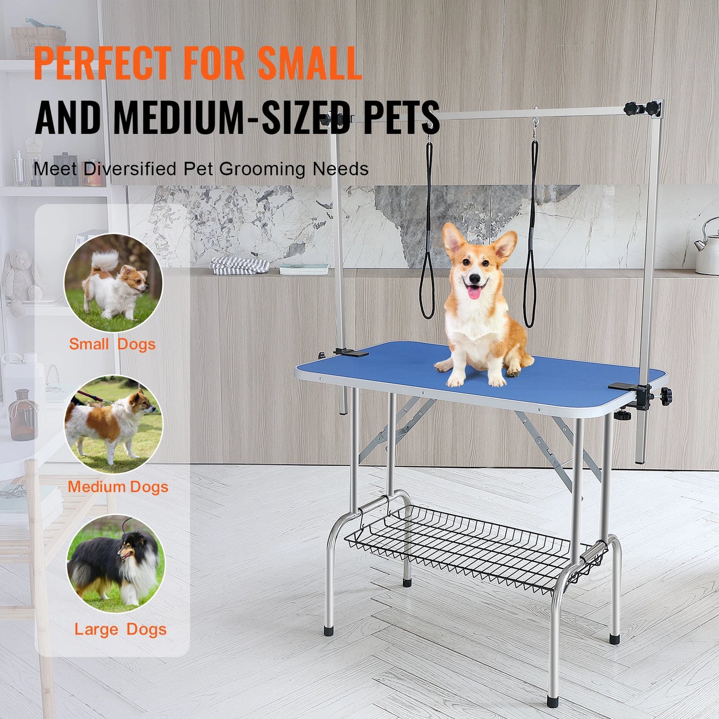 Grooming Table With Dual Arms And Clamp For Dogs Foldable
